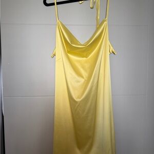 SHEIN Yellow Backless Satin Dress
